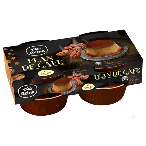 Alcampo REINA Flan de café Salzillo elaborado sin gluen REINA 4 x 100 g