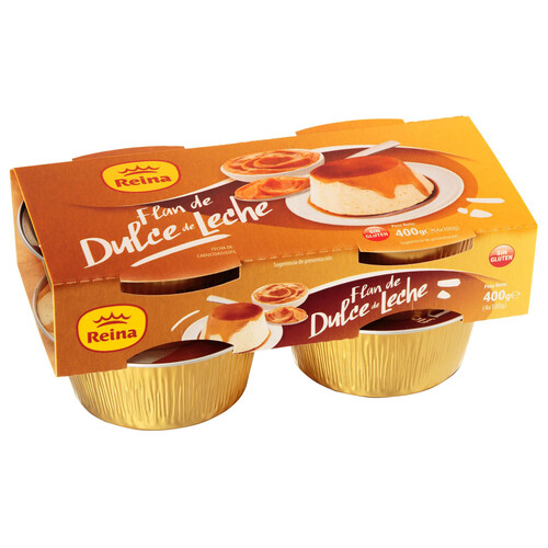 Alcampo REINA Flan de dulce de leche elaborado sin gluten REINA 4 x 100 g