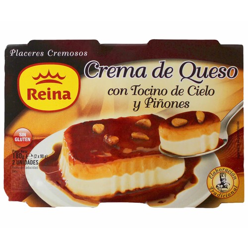 Alcampo REINA Postre de crema de queso con tocino de cielo y piñones REINA 2 x 90 g