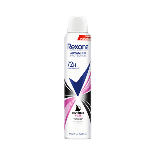 Alcampo REXONA Desodorante en spray para mujer con protección anti-transpirante y anti-olor REXONA Active protection invisible pure 200 ml