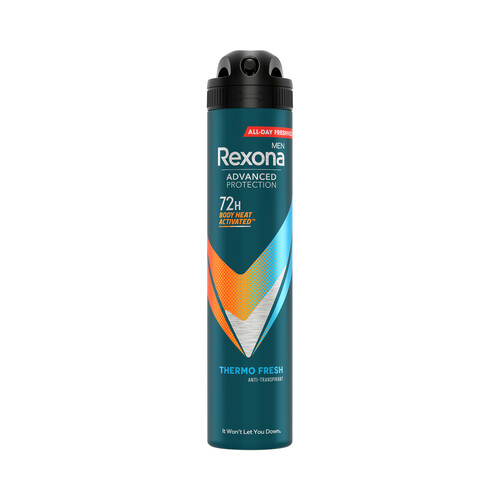 Alcampo REXONA Men advanced protection Desodorante en spray para hombre sin alcohol y con protección antitranspirante hasta 72 horas 200 ml