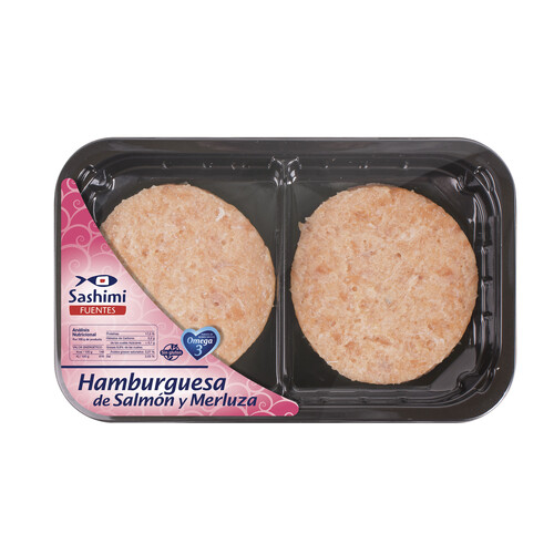 Alcampo RICARDO FUENTES E HIJOS Hamburguesas de salmón y merluza SASHIMI 160 g