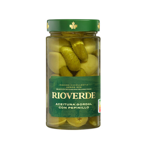Alcampo RIOVERDE Aceitunas gordal con pepinillos en frasco de 180 g