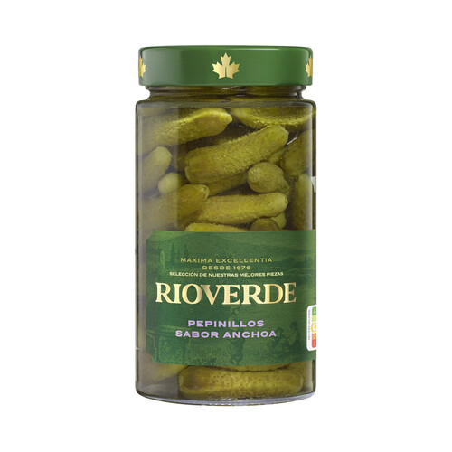 Alcampo RIOVERDE Pepinillos pequeños con sabor a anchoa frasco de 180 g