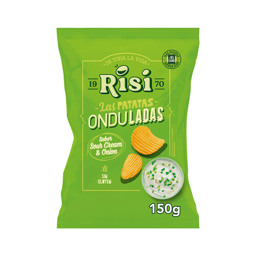 Alcampo RISI Patatas fritas onduladas sin gluten y con sabor sour cream & onion 150 g
