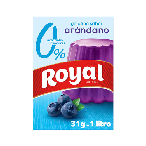 Alcampo ROYAL 0% Gelatina en polvo sabor arándanos 31 g
