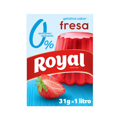 Alcampo ROYAL Gelatina en polvo sabor fresa 0 % ROYAL 31 g