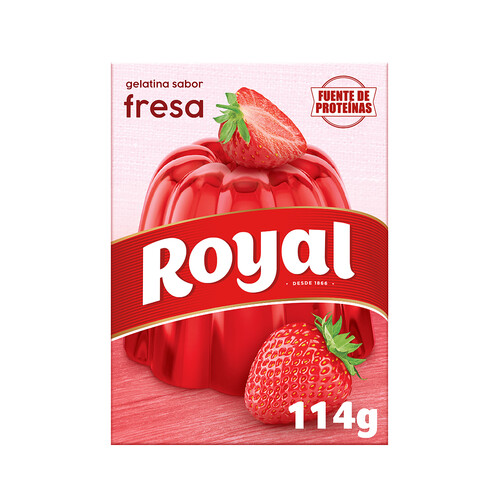 Alcampo ROYAL Gelatina en polvo sabor fresa ROYAL 114 g