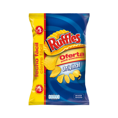 Alcampo RUFFLES Patatas fritas onduladas de MATUTANO RUFFLES ORIGINAL bolsa de 300 g