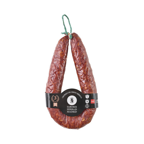 Alcampo SABORES SIERRA DE MADRID Chorizo de cerdo ibérico elaborado sin gluten ni lactosa 250 g