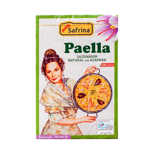 Alcampo SAFRINA Sazonador natural de paella con azafrán SAFRINA 3 uds. 9 gr