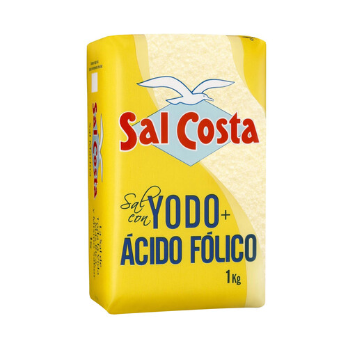 Alcampo SAL COSTA Sal yodada marina con ácido fólico SAL COSTA 1 kg