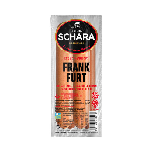 Alcampo Salchichas cocidas y ahumadas tipo Frankfurt especiales para parrilla SCHARA 275 g