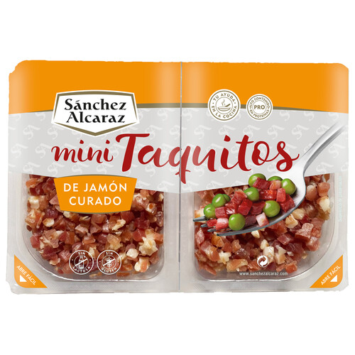Alcampo SÁNCHEZ ALCARAZ Jamón curado cortado en mini taquitos SÁNCHEZ ALCARAZ 2 x 40 g