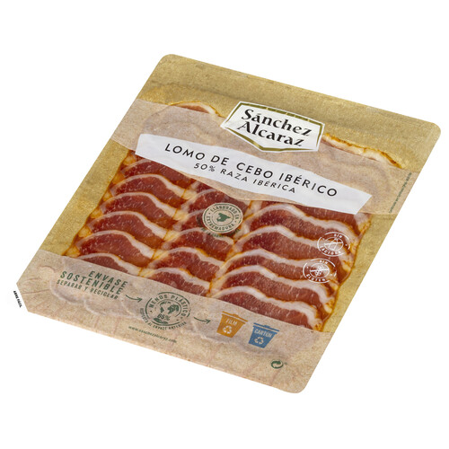 Alcampo SÁNCHEZ ALCARAZ Lomo de cebo ibérico (50% raza ibérica) cortado en lonchas SÁNCHEZ ALCARAZ 100 g