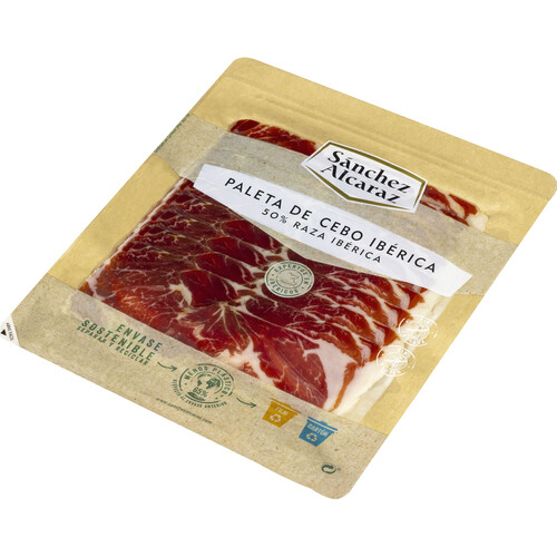Alcampo SÁNCHEZ ALCARAZ Paleta de cebo ibérica (50% raza ibérica) cortada en lonchas SÁNCHEZ ALCARAZ 100 g