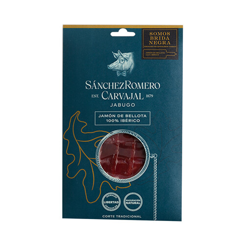 Alcampo SÁNCHEZ ROMERO CARVAJAL Jamón de bellota (100% ibérico) cortado de forma tradicional en finas lonchas SÁNCHEZ ROMERO CARVAJAL 70 g