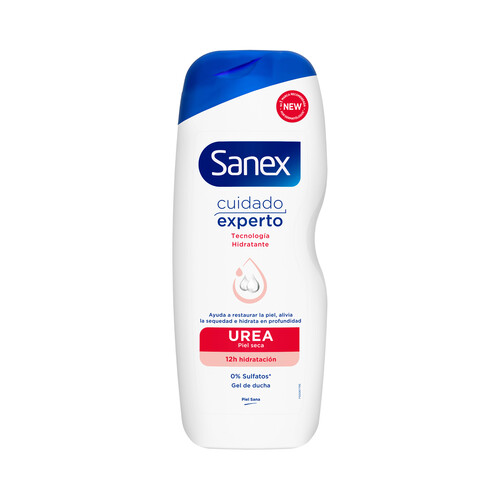 Alcampo SANEX Cuidado experto urea Gel para ducha o baño ultra hidratante para pieles secas 600 ml