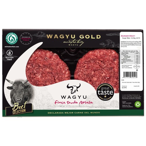 Alcampo SANTA ROSALIA Beef selection Burguer meat de carne de vacuno raza wagyu 2 x 150 g