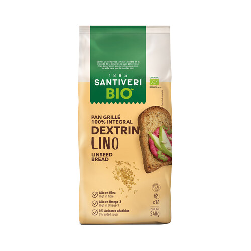 Alcampo SANTIVERI Bio Pan tostado integral con lino ecológico 16 uds