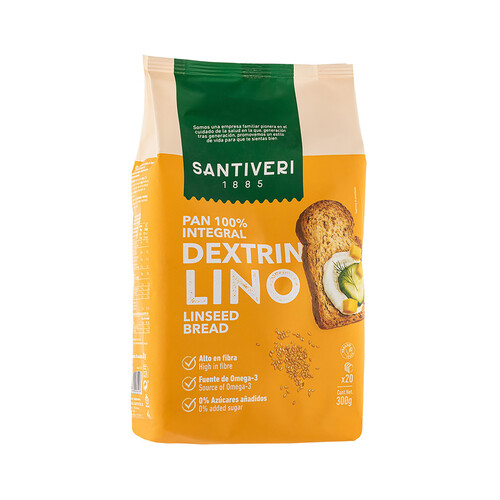 Alcampo SANTIVERI Pan de molde integral con semillas de lino SANTIVERI DEXTRIN300 g