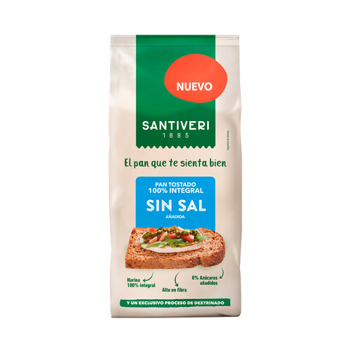 Alcampo SANTIVERI Pan tostado 100% integral sin sal 200g