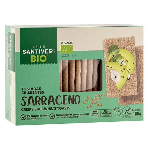 Alcampo SANTIVERI Tostadas ligeras trigo Sarraceno sin gluten ecológico SANTIVERI 100 g