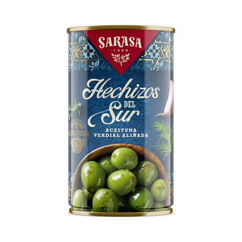 Alcampo SARASA Hechizos del Sur aceitunas verdes aliñadas 185 g