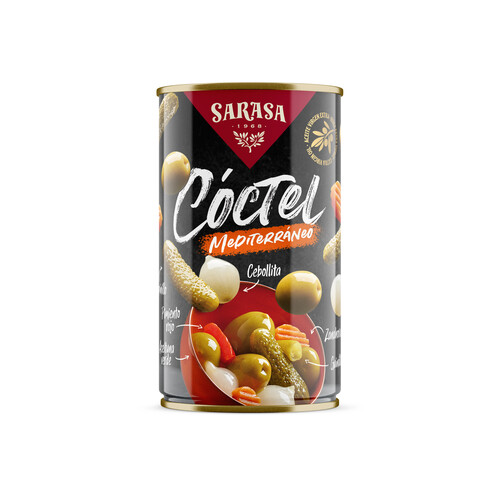 Alcampo SARASA Surtido de aceitunas y encurtidos en aceite de oliva virgen extra Los antojos del Olivar SARASA 180 g