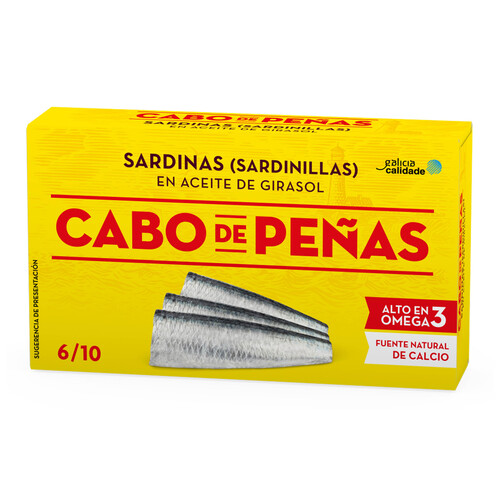 Alcampo Sardinillas en aceite de girasol CABO DE PEÑAS lata de 60 g