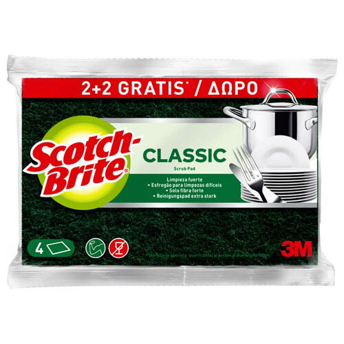 Alcampo SCOTCH-BRITE Classic Estropajo de fibra verde 2 uds
