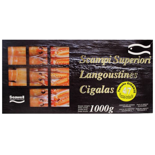 Alcampo SEAWELL Cigalas de tamaño gigante estuche de 4 a 7 piezas SEAWELL 1 kg