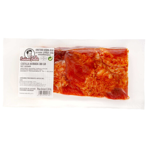 Alcampo SEÑORA JULIA Costilla de cerdo adobada sin gluten y sin lactosa envasada al vacio SEÑORA JULIA 300 g
