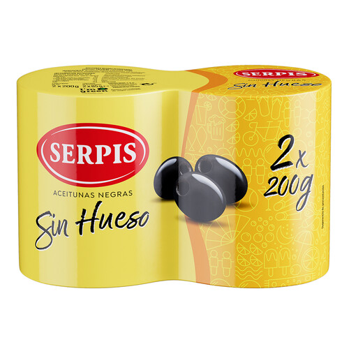 Alcampo SERPIS Aceitunas negras sin hueso lata 2 x 85 g
