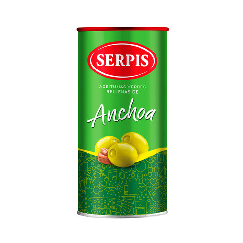 Alcampo SERPIS Aceitunas verdes rellenas de anchoa lata 170 g