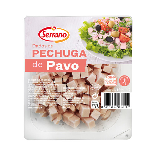 Alcampo SERRANO Dados de pechuga de pavo cocida SERRANO 200 g