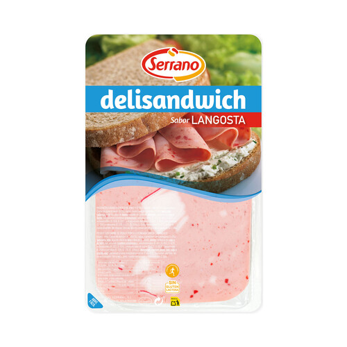 Alcampo SERRANO Fiambre de pavo y cerdo con sabor a langosta cortado en lonchas SERRANO Delisandwich 100 g