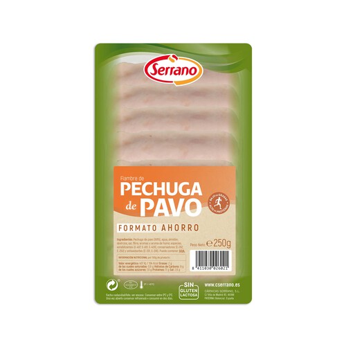 Alcampo SERRANO Pechuga de pavo cortada en lonchas SERRANO 250 g
