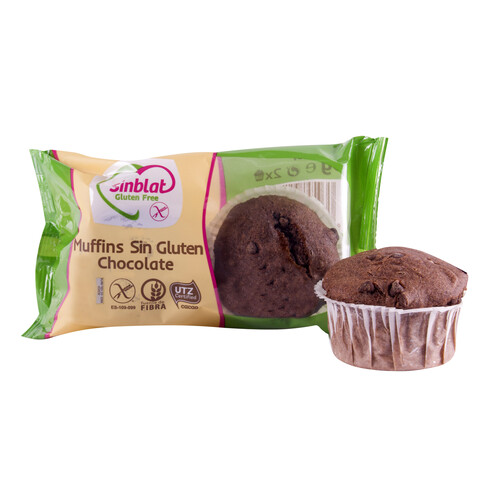 Alcampo SINBLAT Muffins sin gluten de chocolate SINBLAT 2 uds. 90 g