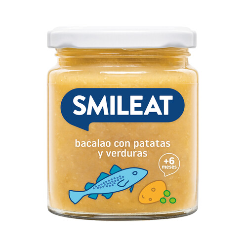 Alcampo SMILEAT Tarrito de bacalao con patatas y verduras a partir de 6 meses