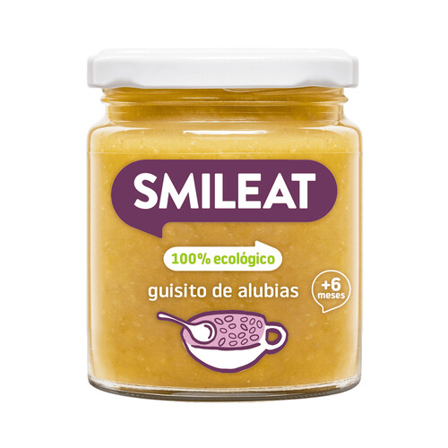 Alcampo SMILEAT Tarrito de guisito de alubias ecológico para bebés a partir de 6 meses 230 g