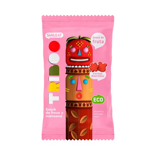 Alcampo SMILEAT Triboo Snack (con formas divertidas) de fresa y manzana ecológicos 25 g