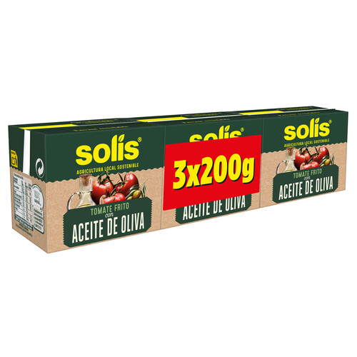 Alcampo SOLIS Tomate frito con aceite de oliva 3 uds 200 g