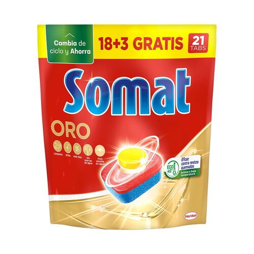 Alcampo SOMAT Detergente en pastillas para lavavajillas Oro SOMAT 18 + 5 441 6 g