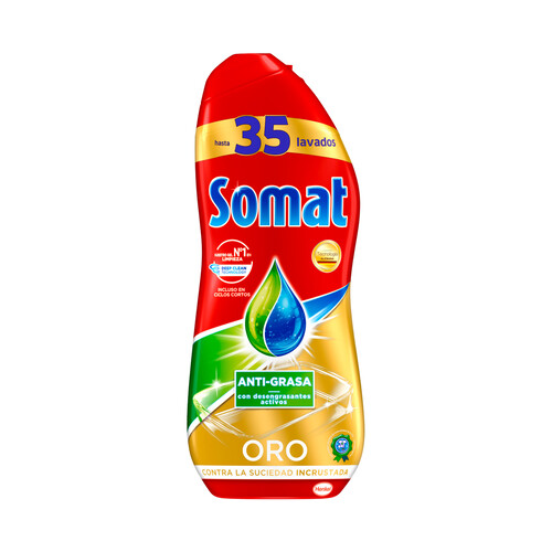 Alcampo SOMAT Detergente lavavajillas máquina gel anti grasa SOMAT 35 ds. 630 ml