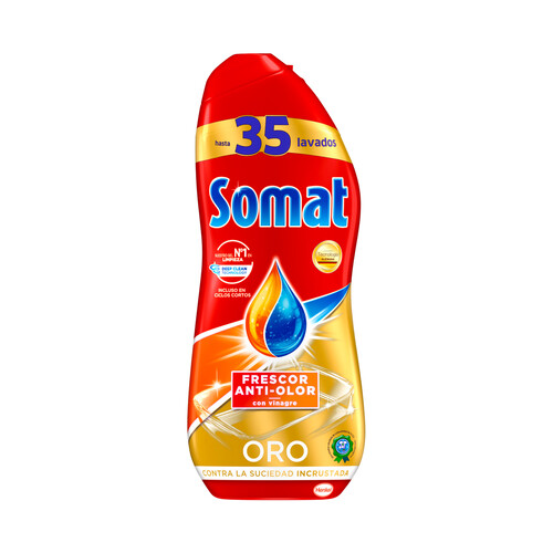 Alcampo SOMAT Detergente lavavajillas máquina gel frescor anti-olor SOMAT 35 ds. 630 ml