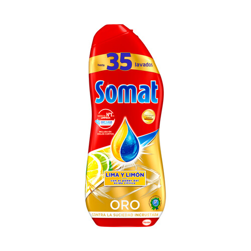 Alcampo SOMAT Detergente lavavajillas máquina gel lima-limón SOMAT 35 ds. 630 ml