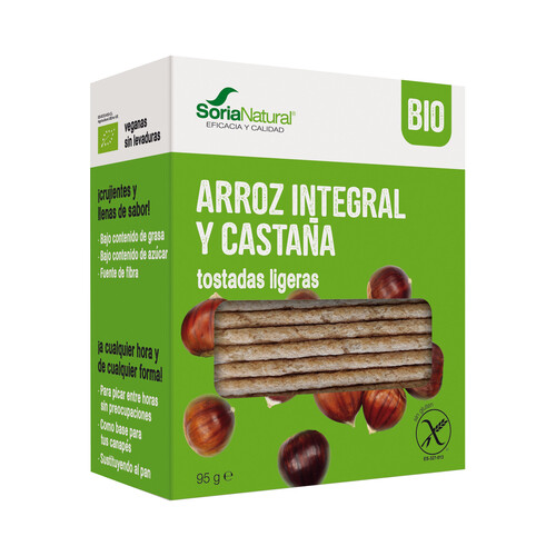 Alcampo SORIA NATURAL Bio Tostadas de arroz integral y castañas 95 g