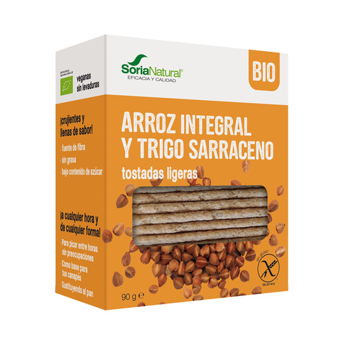 Alcampo SORIA NATURAL Bio Tostadas de arroz integral y trigo sarraceno 90 g