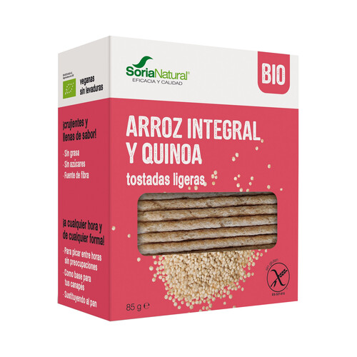 Alcampo SORIA NATURAL Bio Tostadas ligeras de arroz integral y quinoa 85 g